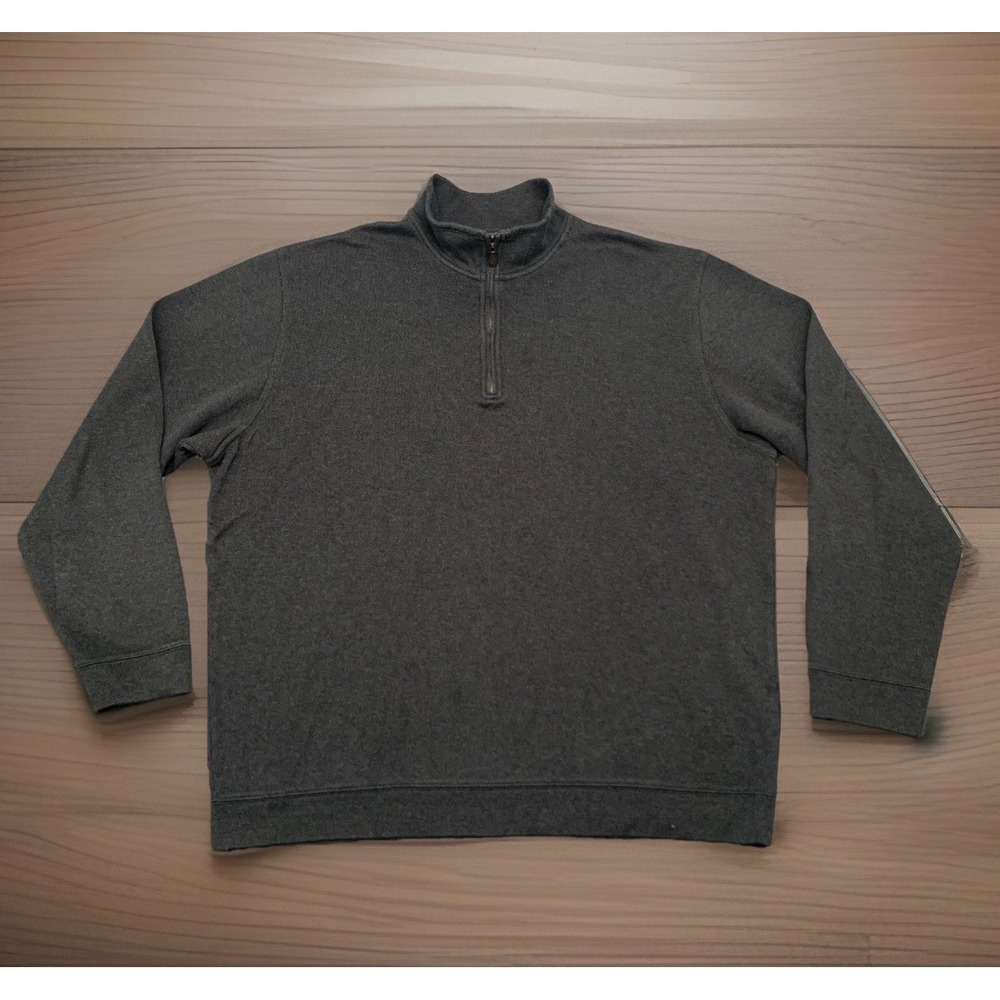 Brooks Brother 1/4 Zip Sweater Mens XXL Gray Long Sleeve Performance Knit Cotton